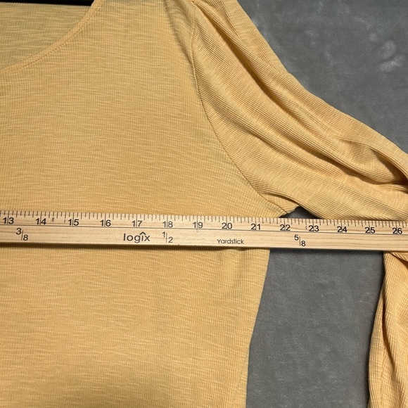 J Jill Pima Cotton Knit Henley Long Sleeve Top Women’s Large Petite Yellow - Picture 5 of 6